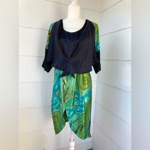 Vintage Green Silk Midi Dress